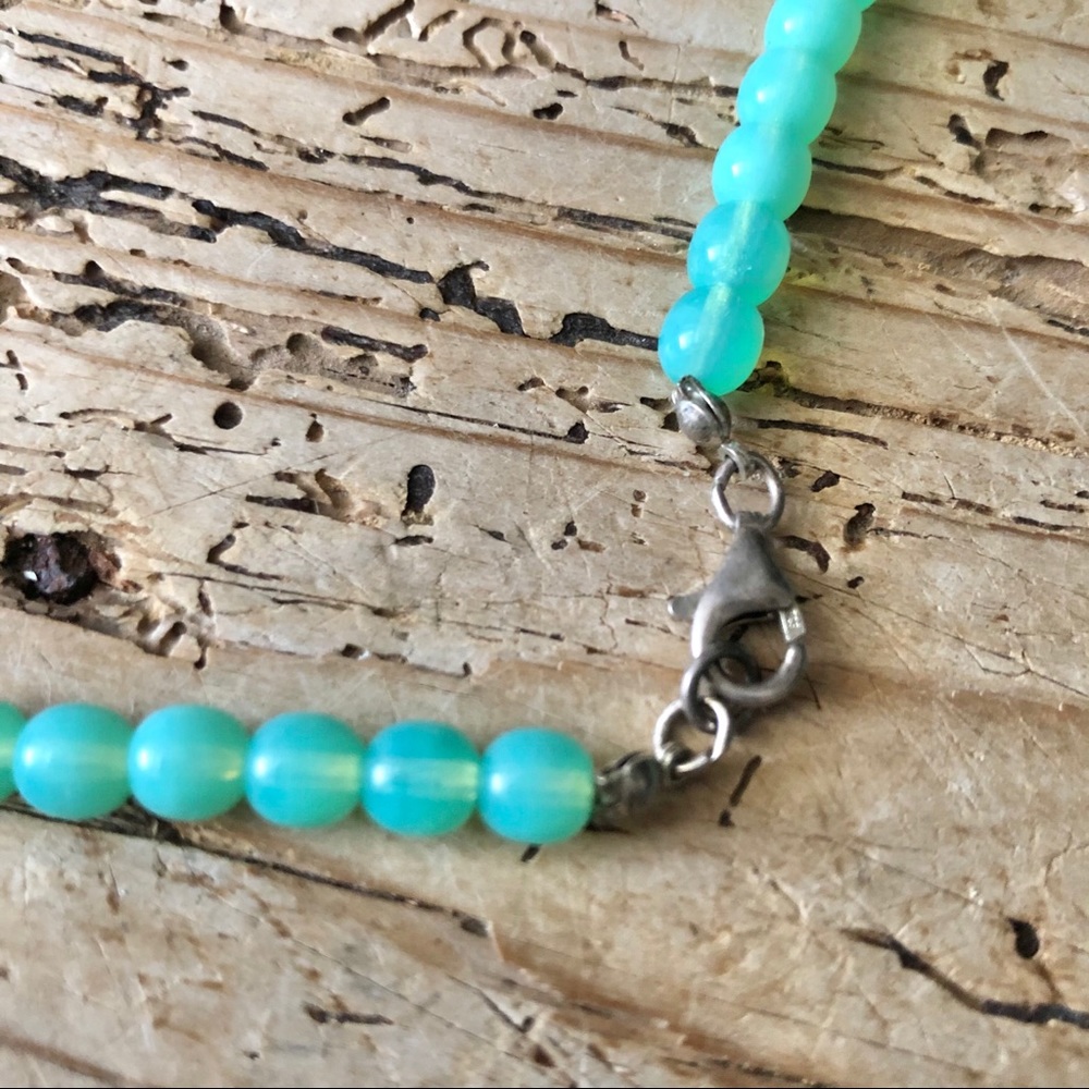 New Turquoise Gold Beaded Statement Necklace Flau… - image 6